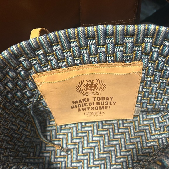 Consuela Medina Blue and Tan Woven Tote Bag - Picture 7 of 10